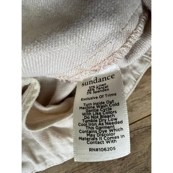 Sundance The Villa Wide Leg Cropped Linen Blend Pants Size 4 Khaki Cream - Picture 4 of 5